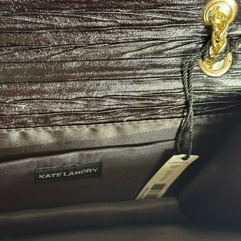 Kate Landry Black Evening Bag with Gold Chain NWT